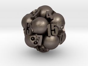 Ossuary d20 in Polished Bronzed Silver Steel