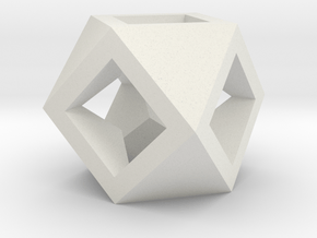Cuboctahedron - Square Drilled in White Natural Versatile Plastic