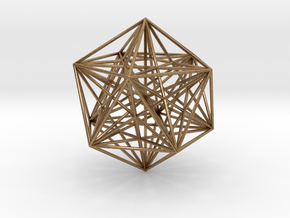 Sacred Geometry: Icosahedron with Stellated Dodeca in Natural Brass