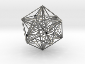 Sacred Geometry: Icosahedron with Stellated Dodeca in Natural Silver