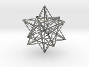 Stellated Dodecahedron with axes - 50mm in Natural Silver
