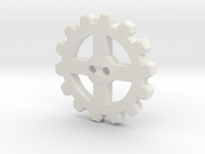 Cogwheel Button 01 in White Natural Versatile Plastic