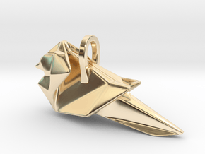 Origami Cardinal finch in 14K Yellow Gold