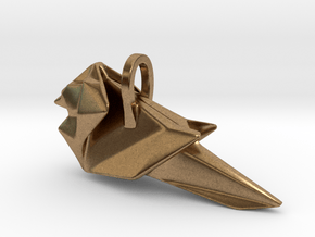 Origami Cardinal finch in Natural Brass