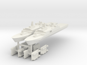 071 PLAN Amphibious Dock V2 + LCACs 1:3000 x2 in White Natural Versatile Plastic