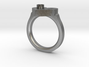 J Ring Initial in Natural Silver
