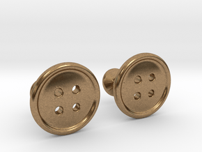 Button Cufflinks in Natural Brass