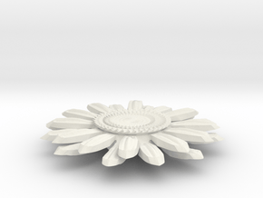 Sunflower Pendant - Bigger Loop in White Natural Versatile Plastic