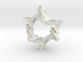 Ten Linked Trefoil Knots from Triangular Beam in White Natural Versatile Plastic