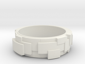 Block Ring in White Natural Versatile Plastic