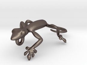Gecko_Pendant_Head in Polished Bronzed Silver Steel