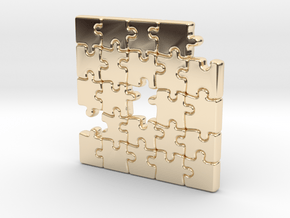 Puzzle Pendant #1 Small in 14K Yellow Gold