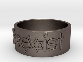 Coexist Ring Size 7 in Polished Bronzed Silver Steel