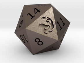 Mountain D20 in Polished Bronzed Silver Steel