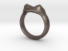heart ring "Polena" in Polished Bronzed Silver Steel