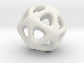 Icosahedron - 2.3cm in White Natural Versatile Plastic