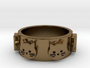 Ring of Seven Cats Ring Size 7 in Polished Bronze