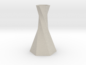 Twisted Hex Vase in Natural Sandstone