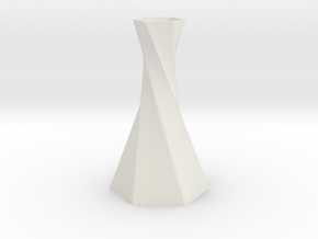 Twisted Hex Vase in White Natural Versatile Plastic
