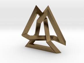 Trefoil Knot inside Equilateral Triangle (Small) in Natural Bronze