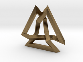 Trefoil Knot inside Equilateral Triangle (Medium) in Natural Bronze