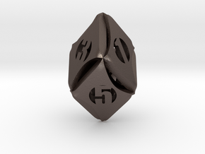 Flash-Rhombic d6 in Polished Bronzed Silver Steel