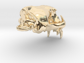 Cougar skull pendant in 14K Yellow Gold