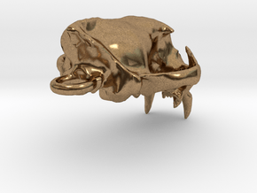 Cougar skull pendant in Natural Brass