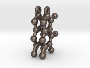 Earrings (Pair)- Molecule- Caffeine in Polished Bronzed Silver Steel