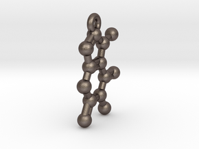 Pendant- Molecule- Caffeine in Polished Bronzed Silver Steel