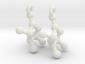 Earrings (Pair)- Molecule- Fructose in White Natural Versatile Plastic