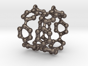 Earrings (Pair)- Molecule- Carbon Nanoring in Polished Bronzed Silver Steel