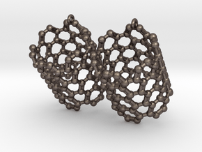 Earrings (Pair)- Molecule- Carbon Nanotube in Polished Bronzed Silver Steel