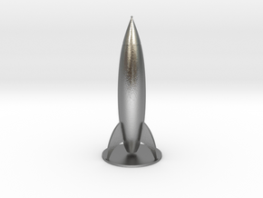Small Retro Rocket V2 (6cm tall) in Natural Silver