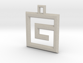 ABC Pendant - G Type - Wire - 24x24x3 mm in Natural Sandstone