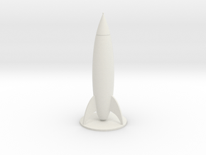 Small Retro Rocket V2 (6cm tall) in White Natural Versatile Plastic