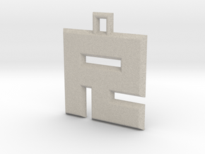 ABC Pendant - R Type - Solid - 24x24x3 mm in Natural Sandstone