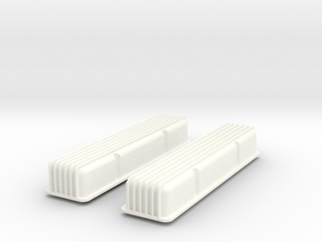 1/8 SBC Finned Valve Covers in White Processed Versatile Plastic