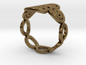 Spirals & Ovals Ring (Closed Version ) - Size18 in Polished Bronze