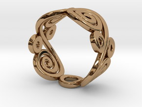 2 Spirals and Ovals -Closed version- Size17 in Polished Brass