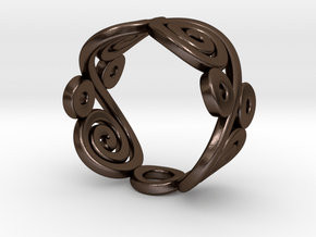 2 Spirals and Ovals -Closed version- Size17 in Polished Bronze Steel
