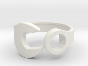 Spanner Ring Size 7 in White Natural Versatile Plastic
