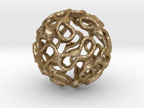 Gyroid Inversion Sphere in Polished Gold Steel