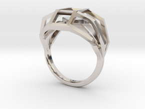 Geometry Caged Love Ring - My Heart Is In A Cage - in Platinum