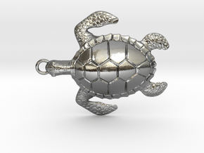 Pendant Turtle01 in Polished Silver