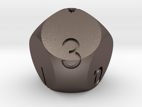 D7 3-fold Sphere Dice in Polished Bronzed Silver Steel