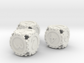 GearpunkDice3D6Set in White Natural Versatile Plastic