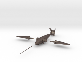 Hummingbird Spaceship Toy in Polished Bronzed Silver Steel