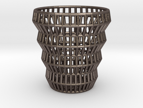 Wireframe Espresso Cup (Shell) in Polished Bronzed Silver Steel