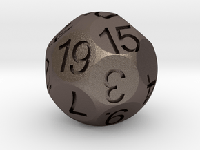 D19 Sphere Dice in Polished Bronzed Silver Steel